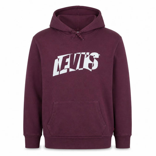 Front view of Levi's Men's Purple Pullover Hoodie, size L, Logo Graphic Sweatshirt