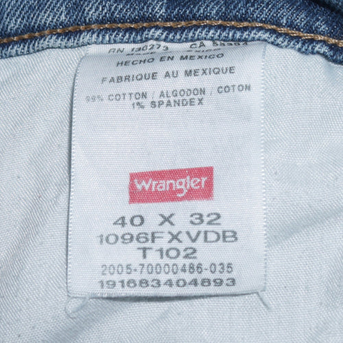 Wrangler Men's Blue Straight Leg Denim Jeans 40W 32L Regular Fit