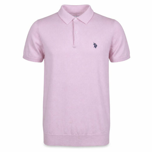 Front view of U.S. Polo Assn. Men's Pink Cotton Polo Shirt, size M, Short Sleeve
