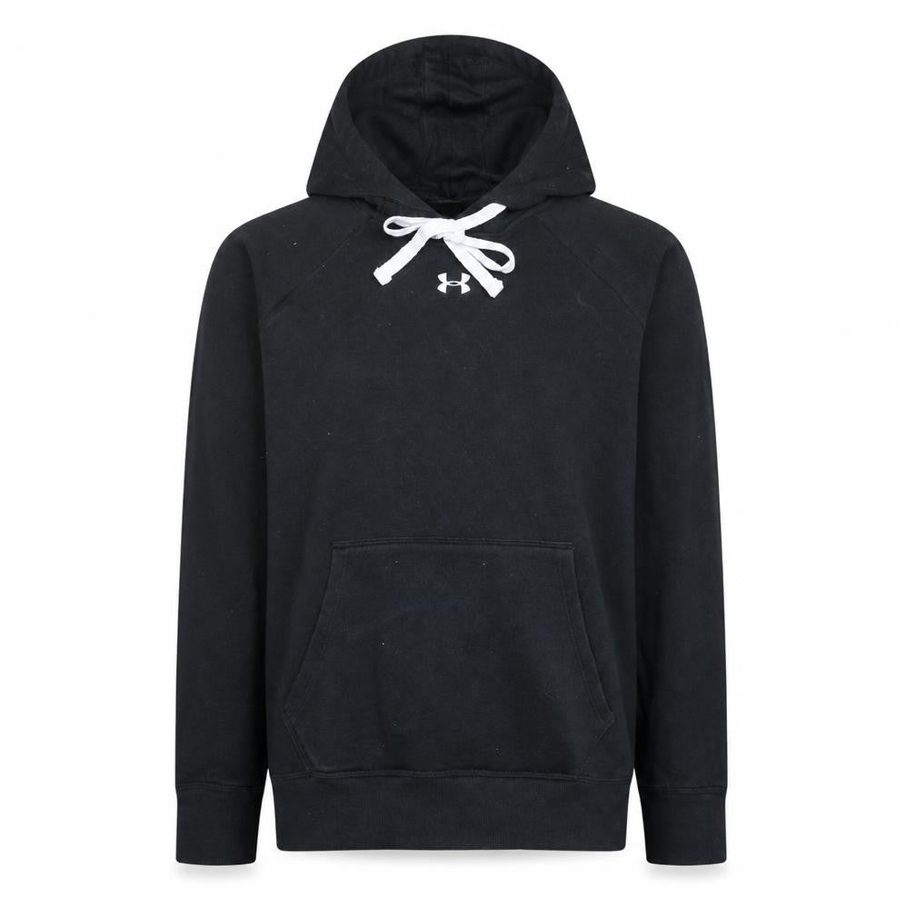 Front view of Under Armour Men’s Black Small Pullover Hoodie Fleece Sweatshirt