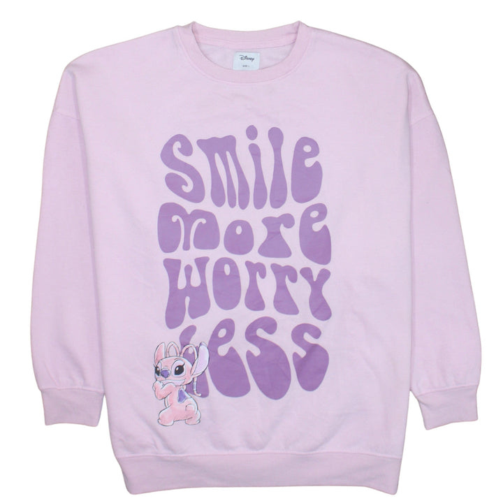 Disney Primark Women Pink Stitch Sweatshirt L 14/16 Pullover Crew Neck