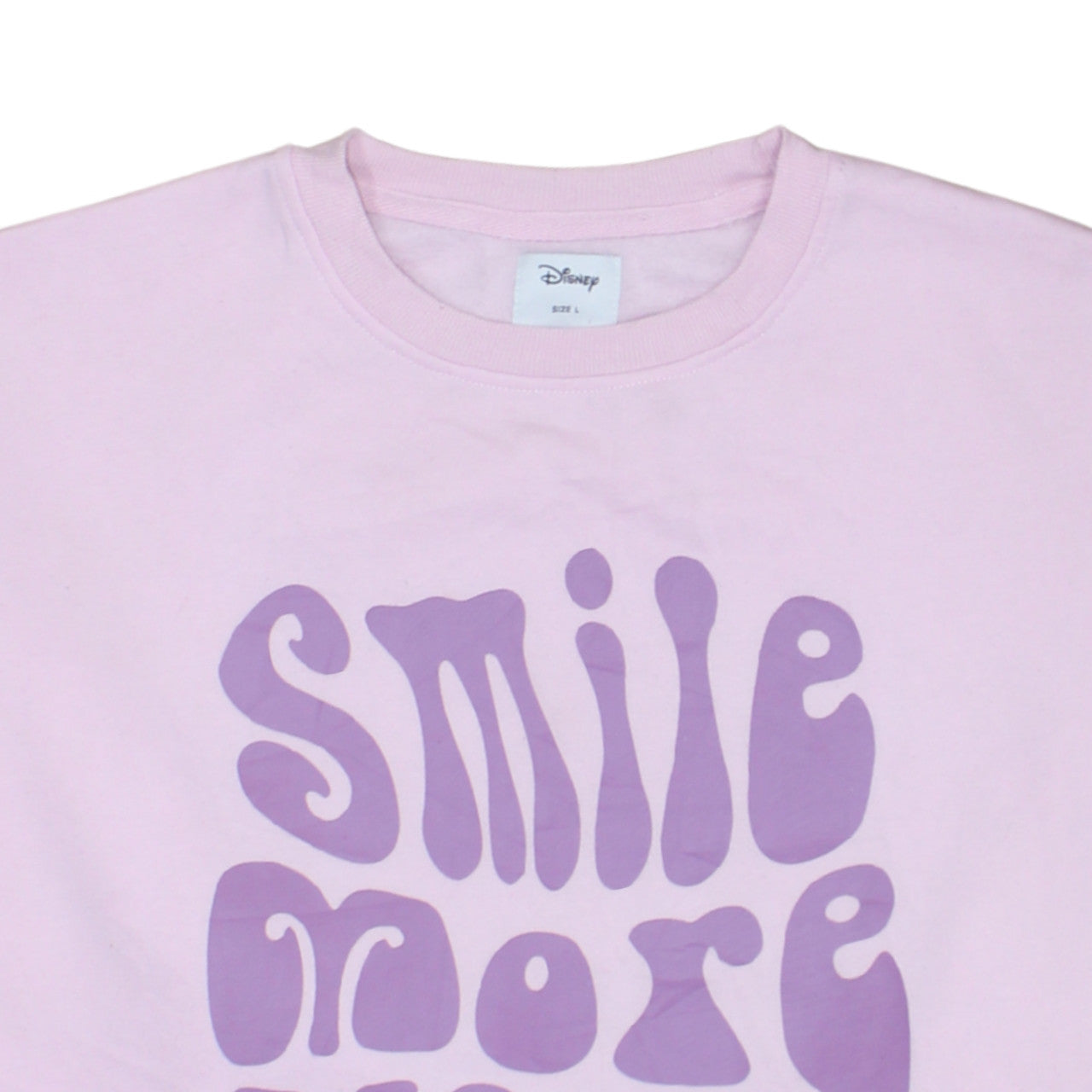 Disney Primark Women Pink Stitch Sweatshirt L 14/16 Pullover Crew Neck