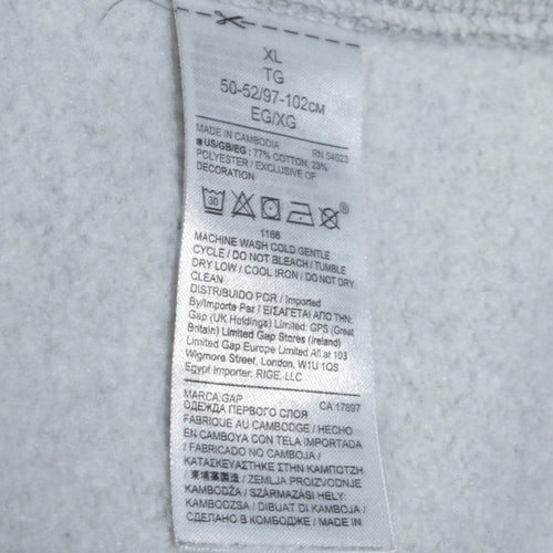 GAP Womens Grey XL Full Zip Hoodie Sweatshirt Cotton Blend