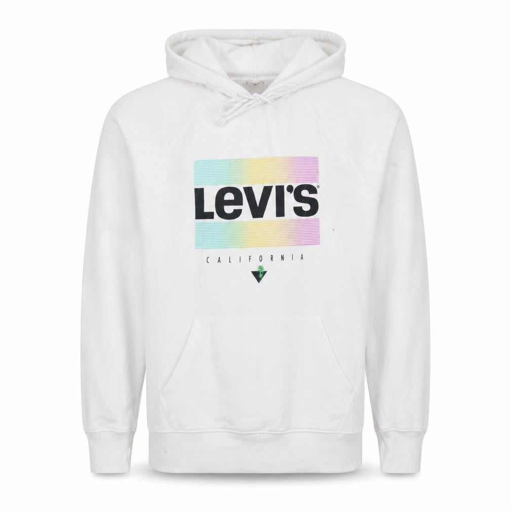 Front view of Levi's Men's White California Pullover Hoodie, size M