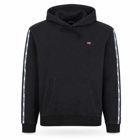 Front view of Levi's Men's Black Pullover Hoodie Medium Classic Logo Fleece