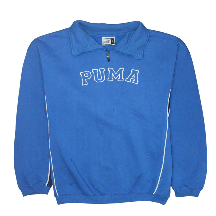 Puma Men's Blue 1/4 Zip Collared Sweatshirt Size L
