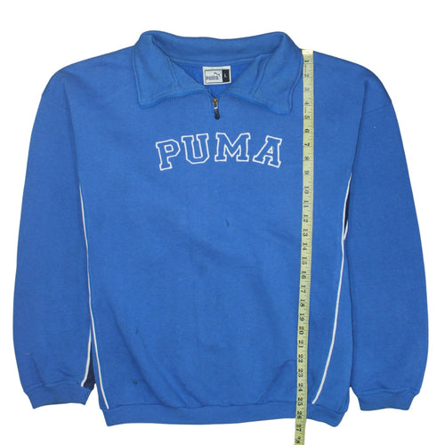 Puma Men's Blue 1/4 Zip Collared Sweatshirt Size L