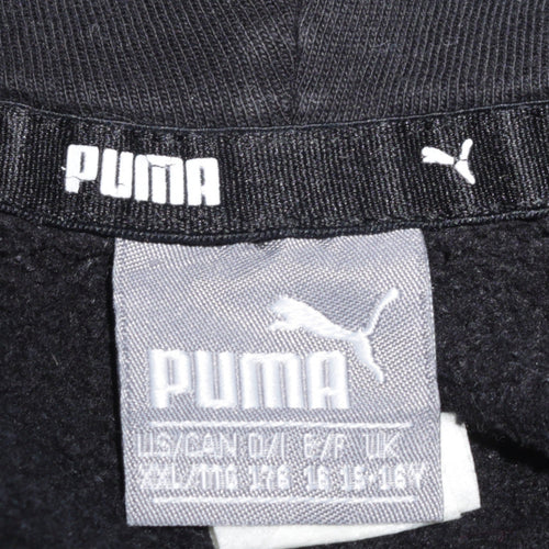 Puma Boys Black Pullover Fleece Hoodie 16 Years Logo Sportswear