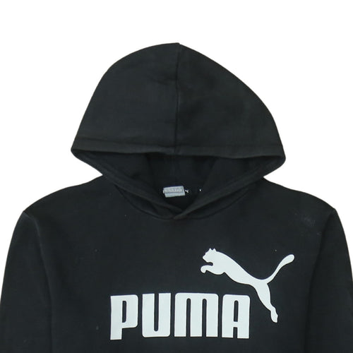 Puma Boys Black Pullover Fleece Hoodie 16 Years Logo Sportswear