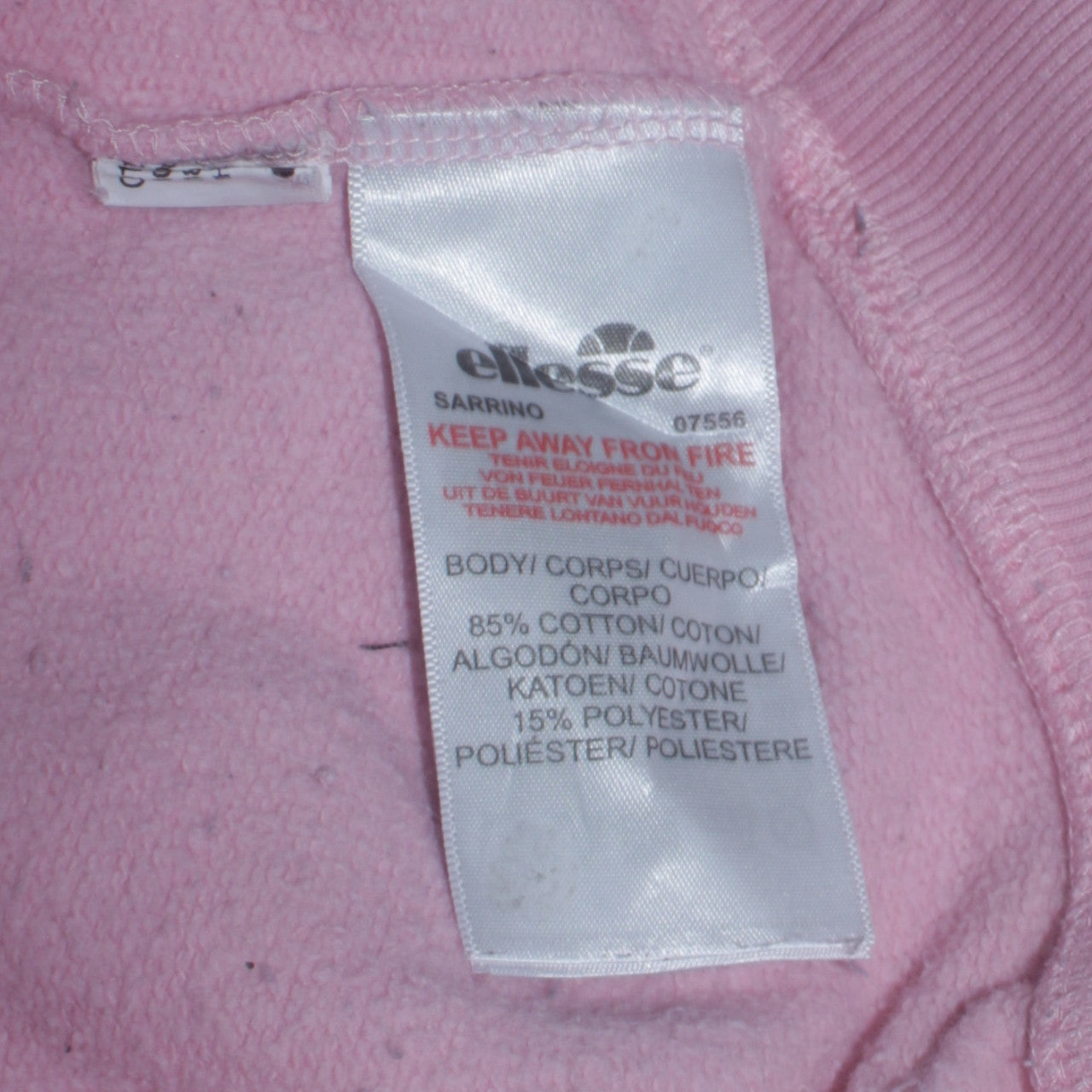 Ellesse Womens Pink Logo Sweatshirt UK 12 Cotton Blend Crew Neck