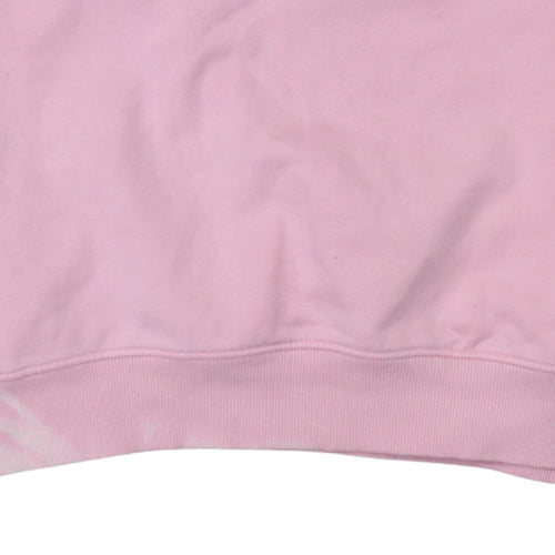 Ellesse Womens Pink Logo Sweatshirt UK 12 Cotton Blend Crew Neck