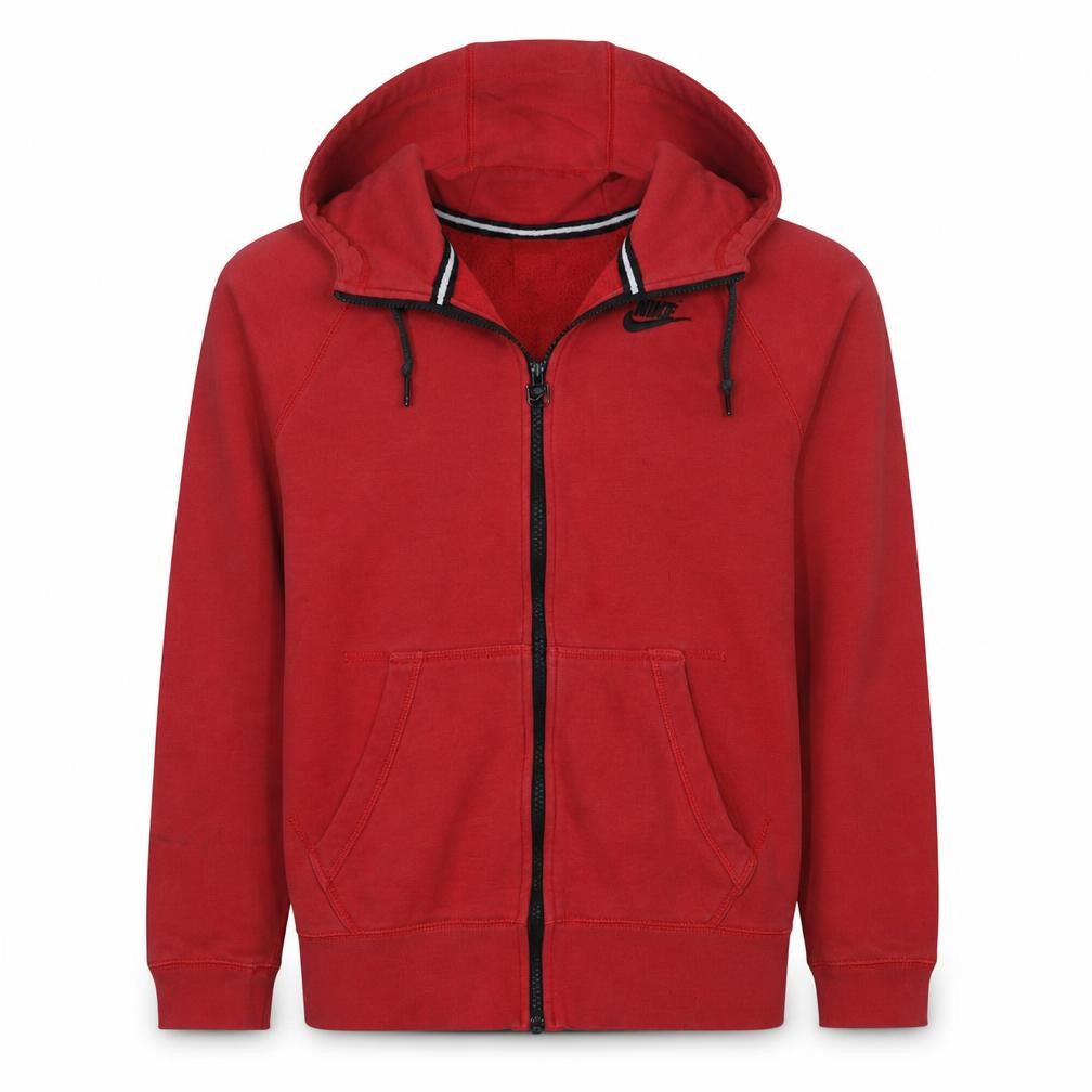 Front view of Nike Men's Red Full Zip Hoodie, size S, Regular Fit Sweatshirt