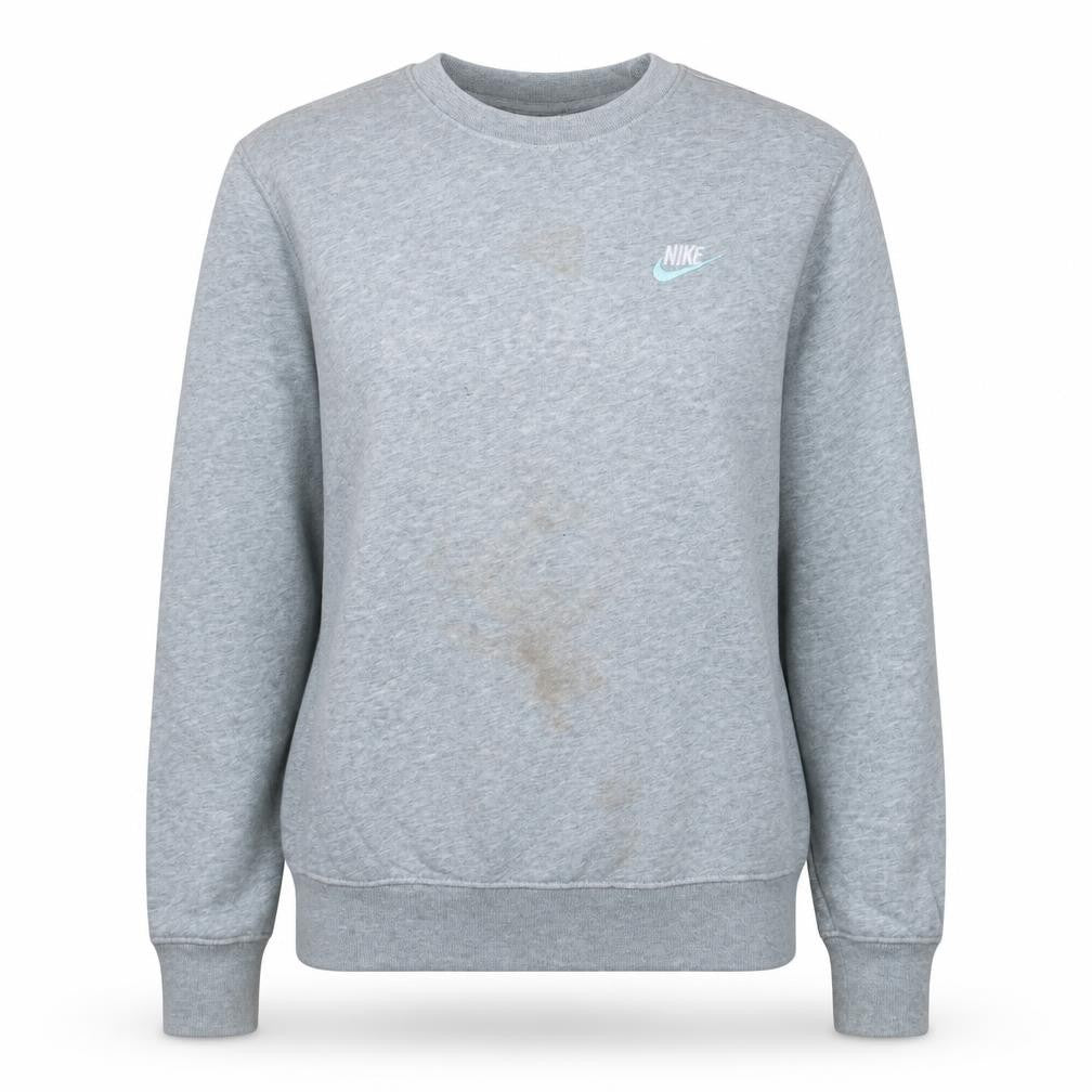 Front view of Nike Women's Grey Crew Neck Pullover Sweatshirt XS