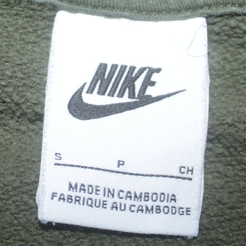 Nike Men's Green Pullover Hoodie Small Embroidered Logo Fleece