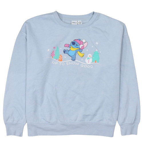 Disney Primark Women Blue Stitch Christmas Sweatshirt M 12/14