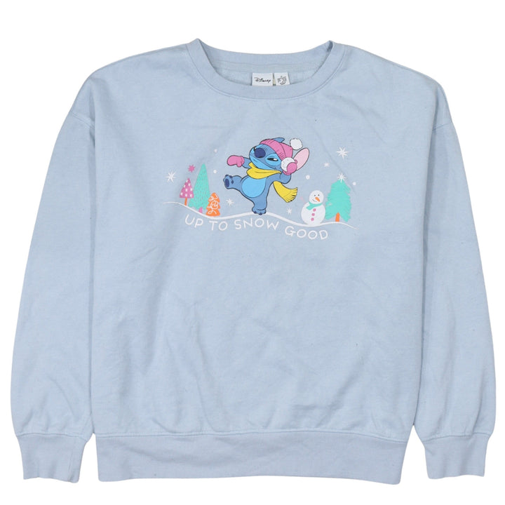 Disney Primark Women Blue Stitch Christmas Sweatshirt M 12/14