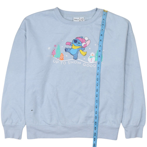 Disney Primark Women Blue Stitch Christmas Sweatshirt M 12/14