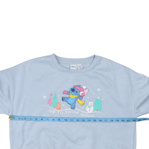 Disney Primark Women Blue Stitch Christmas Sweatshirt M 12/14