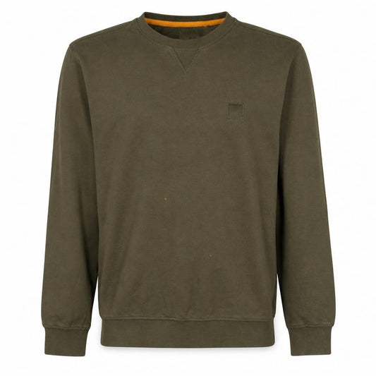 Front view of BOSS Men's Green Crew Neck Cotton Sweatshirt, size L