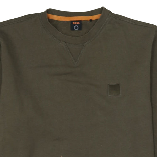 BOSS Men's Green Crew Neck Cotton Sweatshirt Size L