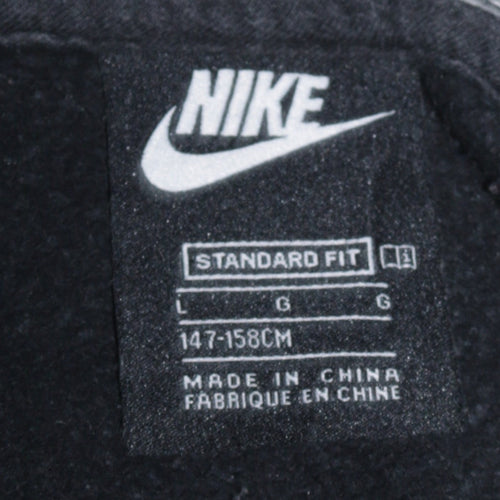 Nike Boys Black Full Zip Hoodie 13-14 Years Fleece Lined Logo Sweatshirt