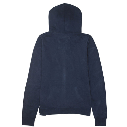 Hollister Women Navy Blue Full Zip Hoodie L Cotton Blend Casual