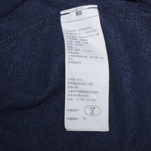 Hollister Women Navy Blue Full Zip Hoodie L Cotton Blend Casual