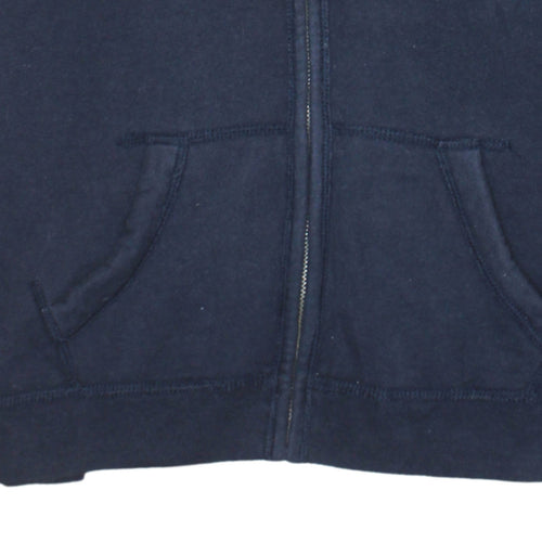 Hollister Women Navy Blue Full Zip Hoodie L Cotton Blend Casual