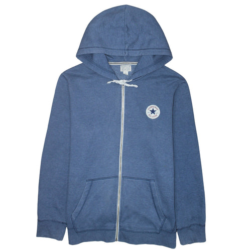 Converse Men Blue Full Zip Hoodie XL Fleece Cotton Blend