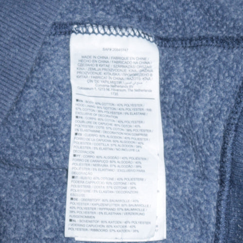 Converse Men Blue Full Zip Hoodie XL Fleece Cotton Blend