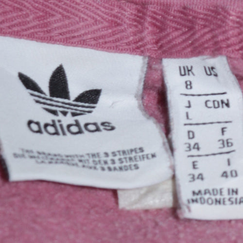 Adidas Womens Pink Pullover Hoodie Size 8 Logo Print Casual Sweatshirt