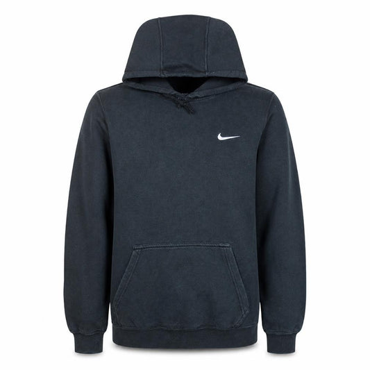 Front view of Nike Men's Black Pullover Hoodie S Logo Fleece Sportswear