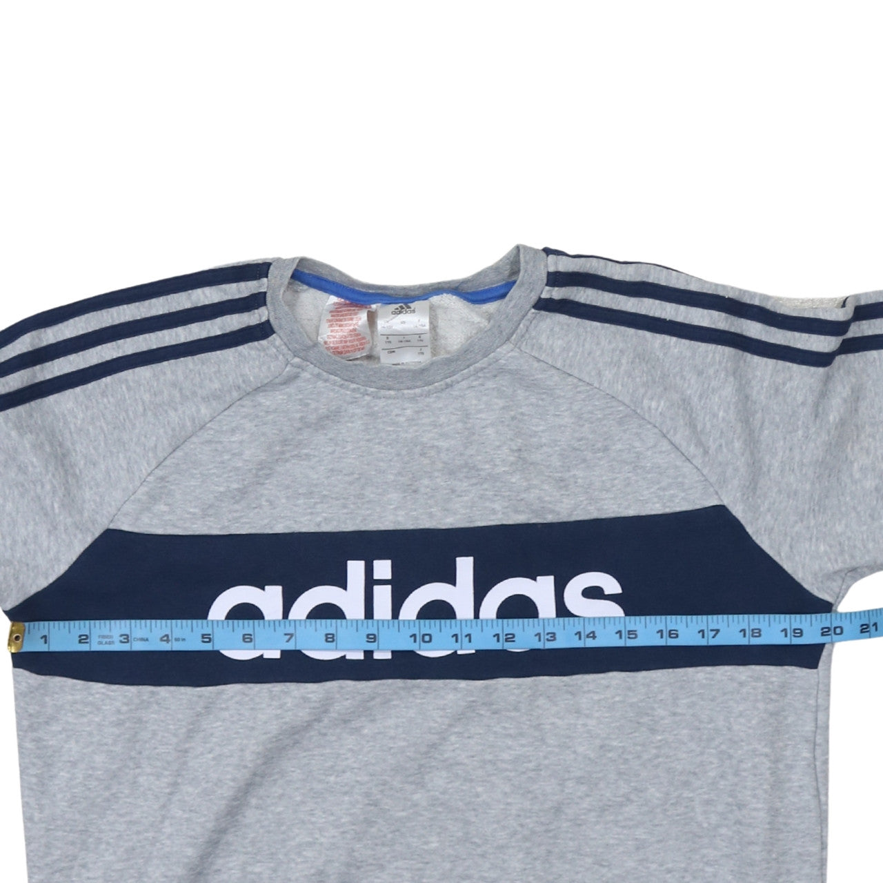 adidas Boys Grey Crew Neck Pullover Sweatshirt 14-15 Years Logo Sportswear