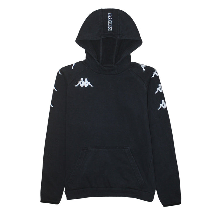 Kappa Boys Black Pullover Hoodie 12 Years Logo Sleeve Sports Fleece