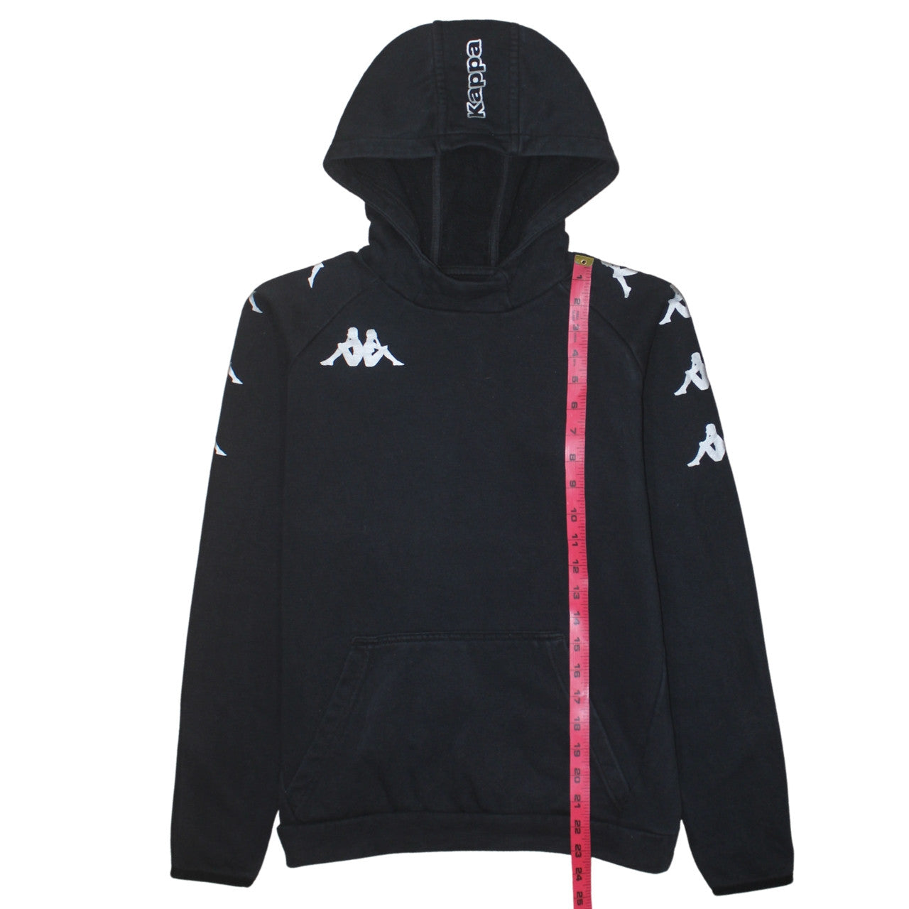 Kappa Boys Black Pullover Hoodie 12 Years Logo Sleeve Sports Fleece