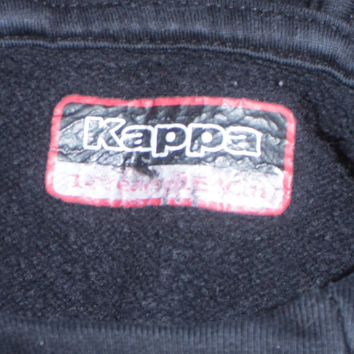 Kappa Boys Black Pullover Hoodie 12 Years Logo Sleeve Sports Fleece