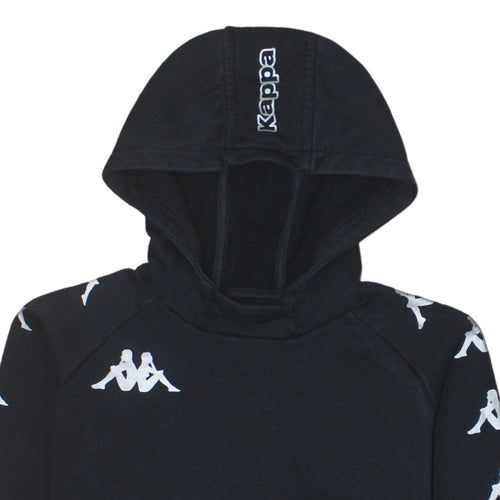 Kappa Boys Black Pullover Hoodie 12 Years Logo Sleeve Sports Fleece