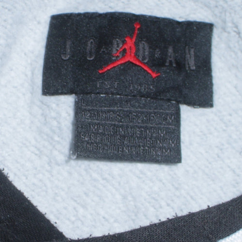 Jordan Boys Grey Black Pullover Hoodie 12-13 Years Cotton Blend Air Logo
