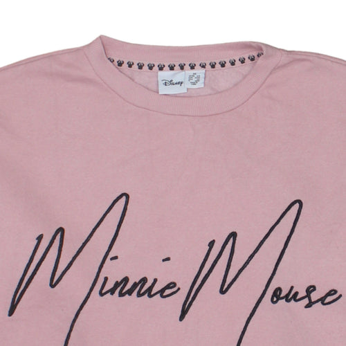 Disney Women Pink Minnie Mouse Colourblock Sweatshirt XS