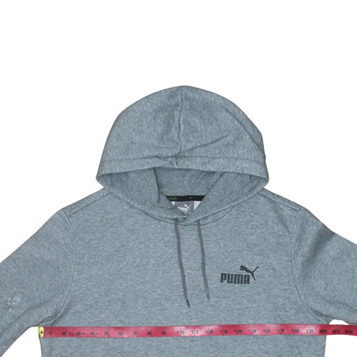 Puma Men’s Grey Pullover Hoodie Size S Regular Fit Logo Fleece