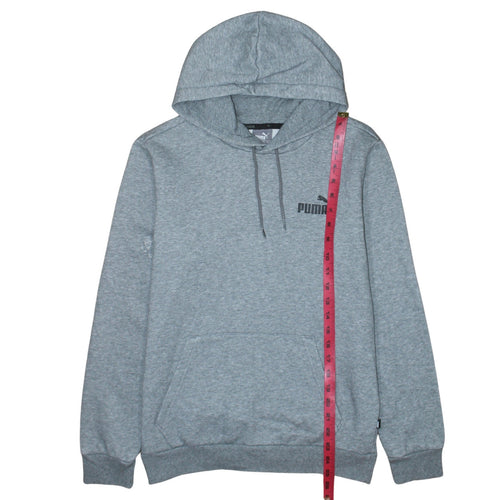 Puma Men’s Grey Pullover Hoodie Size S Regular Fit Logo Fleece