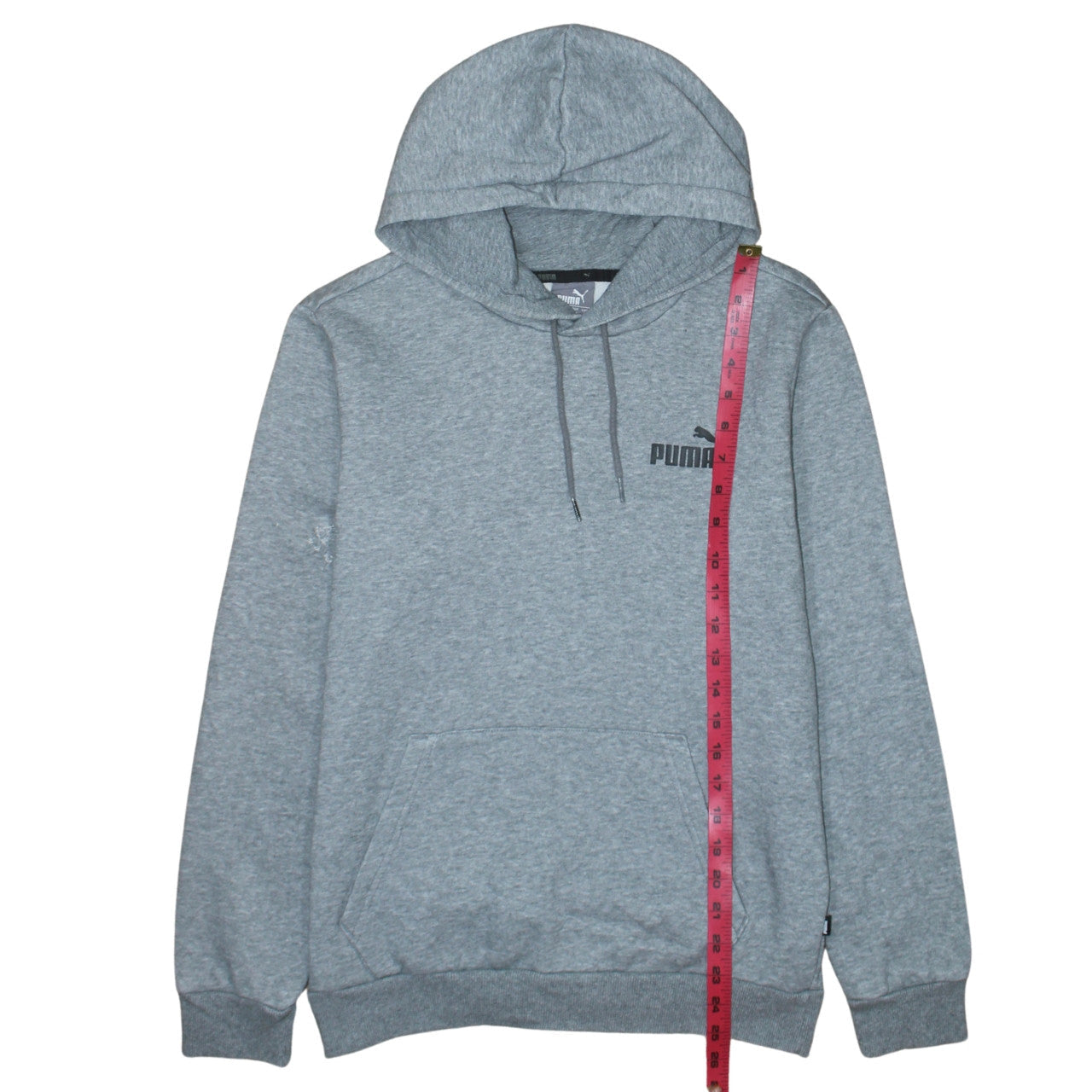Puma Men’s Grey Pullover Hoodie Size S Regular Fit Logo Fleece