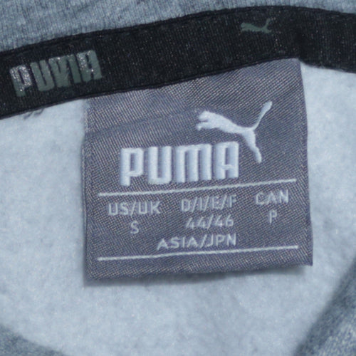 Puma Men’s Grey Pullover Hoodie Size S Regular Fit Logo Fleece