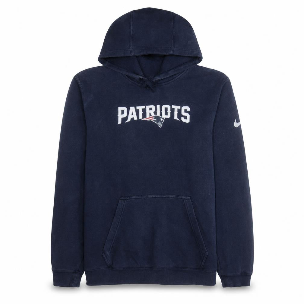 Front view of Nike NFL Patriots Navy Hoodie Men's M Pullover Cotton Blend