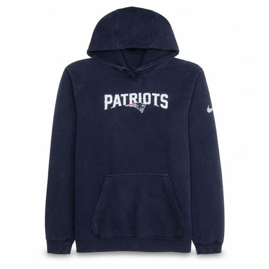 Front view of Nike NFL Patriots Navy Hoodie Men's M Pullover Cotton Blend