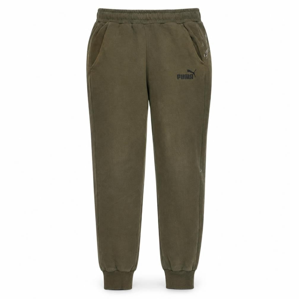 Front view of Puma Men's Green Jogger Sweatpants, size S, Regular Fit Activewear