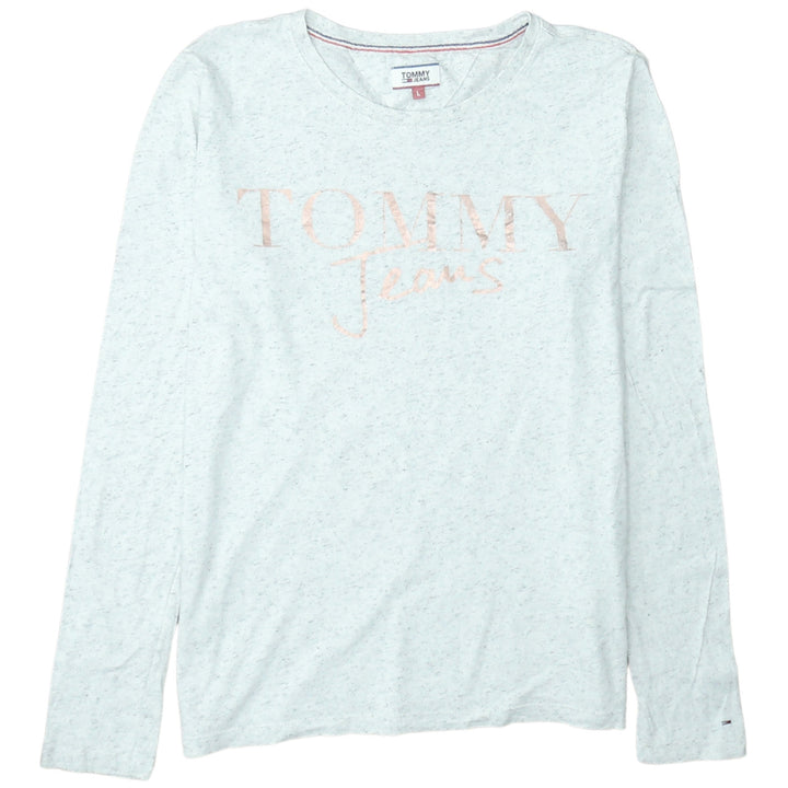 Tommy Jeans Women's White Long Sleeve Cotton T-Shirt Size L