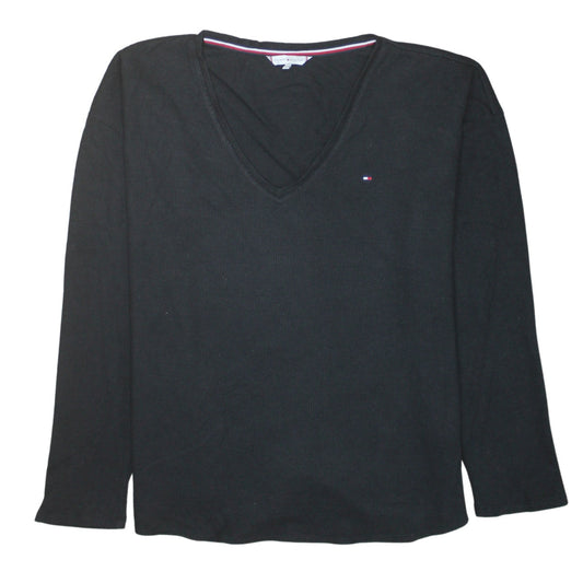 Tommy Hilfiger Men’s Black V-Neck Cotton Knit Jumper XL