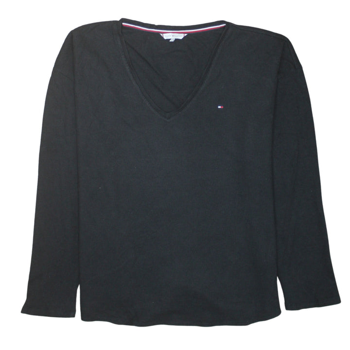 Tommy Hilfiger Men’s Black V-Neck Cotton Knit Jumper XL
