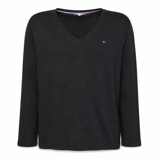 Front view of Tommy Hilfiger Men’s Black V-Neck Cotton Knit Jumper XL